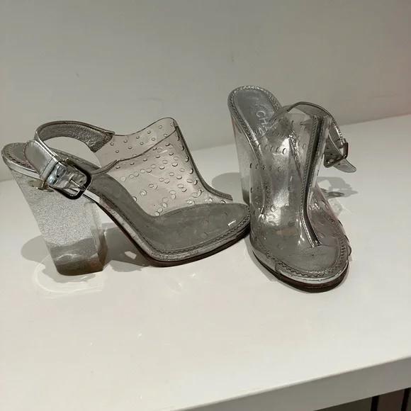 Chanel Transparent Heels with Silver Accents - Picture 2 of 4